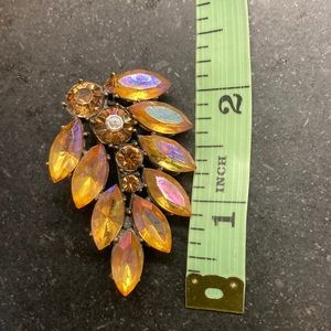Pin for winter/fall iridescent glass amber rhinestones